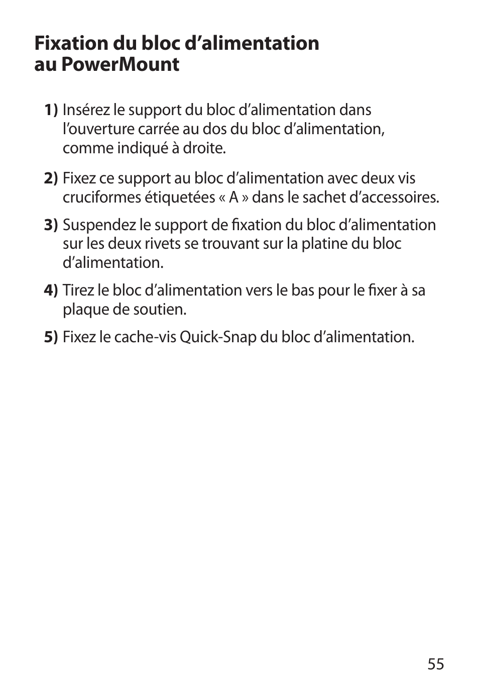 Fixation du bloc d’alimentation au powermount | Monster Cable PERFECTVIEW 450L User Manual | Page 59 / 113