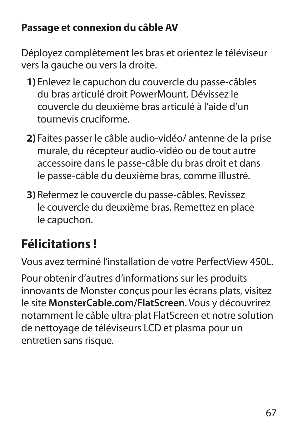 Félicitations | Monster Cable PERFECTVIEW 450L User Manual | Page 71 / 113