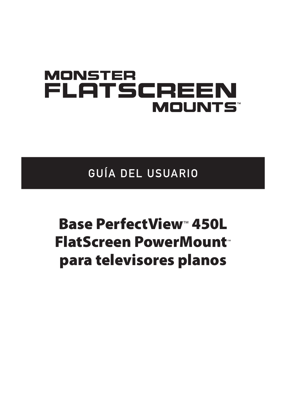 Base perfectview, 450l flatscreen powermount, Para televisores planos | Monster Cable PERFECTVIEW 450L User Manual | Page 75 / 113