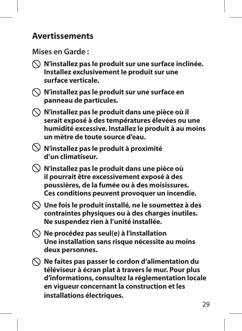 Avertissements | Monster Cable SMARTVIEW 300S User Manual | Page 33 / 72