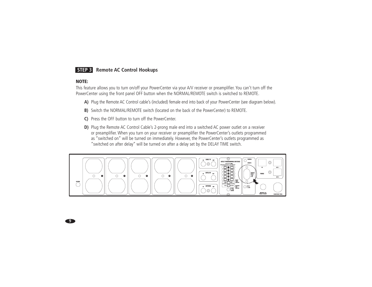 Step 3 remote ac control hookups | Monster Power HTS 5000 User Manual | Page 15 / 41