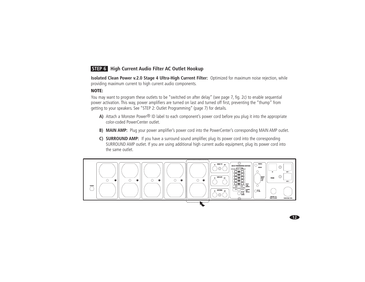 Step 6 high current audio filter ac outlet hookup | Monster Power HTS 5000 User Manual | Page 18 / 41