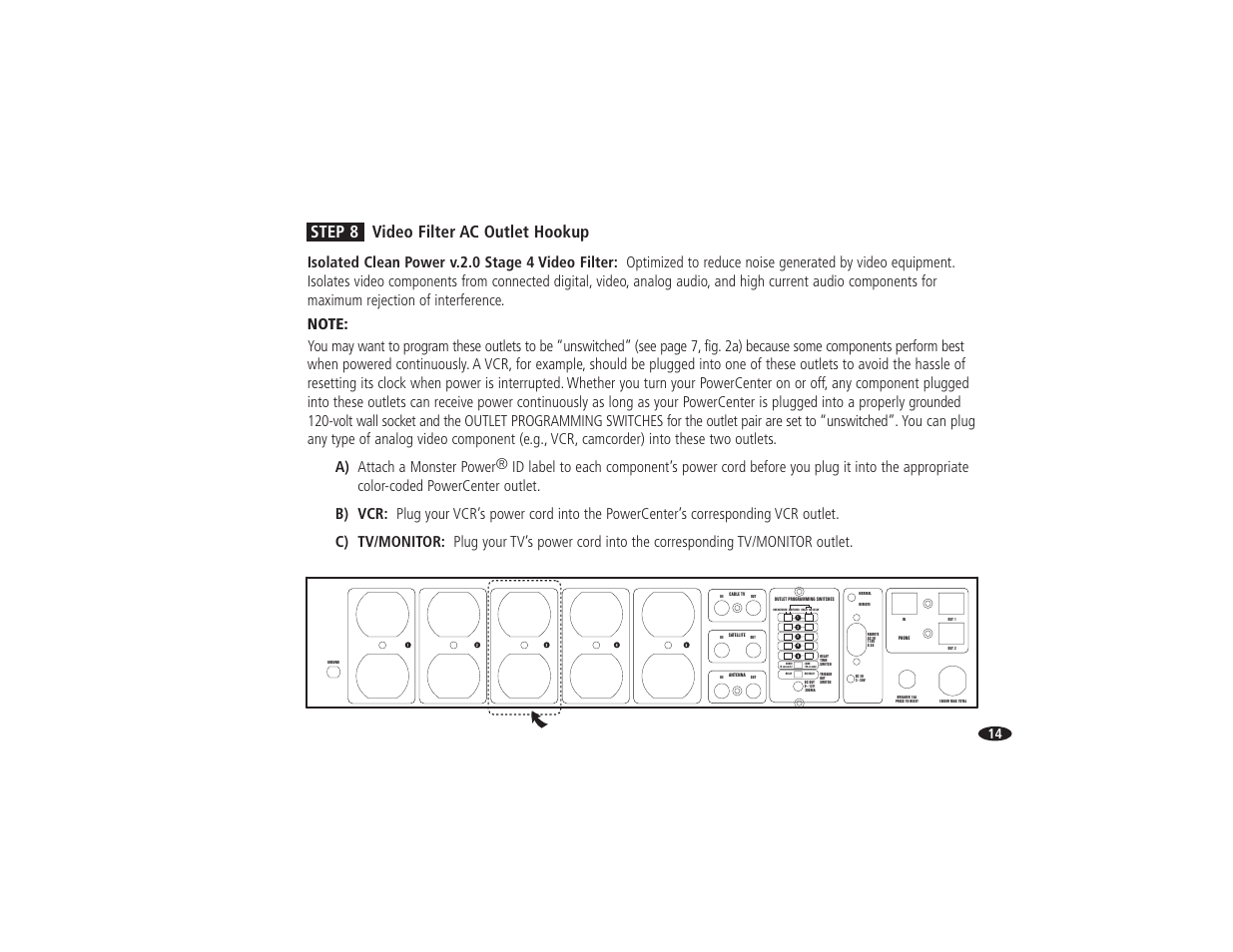 Step 8 video filter ac outlet hookup | Monster Power HTS 5000 User Manual | Page 20 / 41