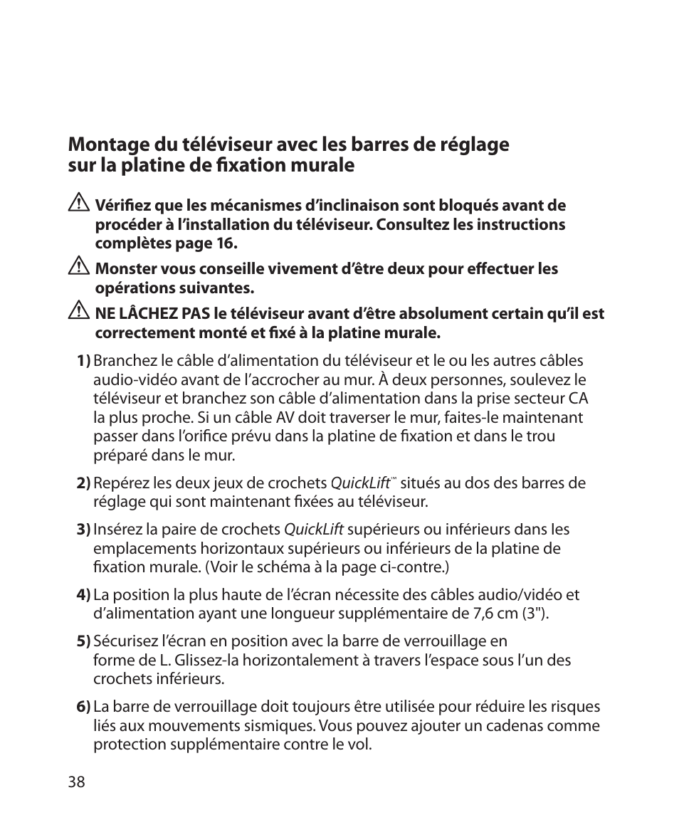 Monster Power FlatScreen Mount SmartViewTM 300M User Manual | Page 42 / 72