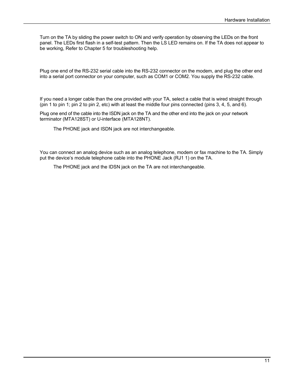 Multi Tech Equipment MTA128ST User Manual | Page 11 / 61