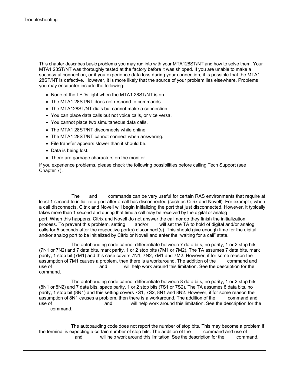 Chapter 5: troubleshoot ing, Troubleshooting the ta | Multi Tech Equipment MTA128ST User Manual | Page 32 / 61