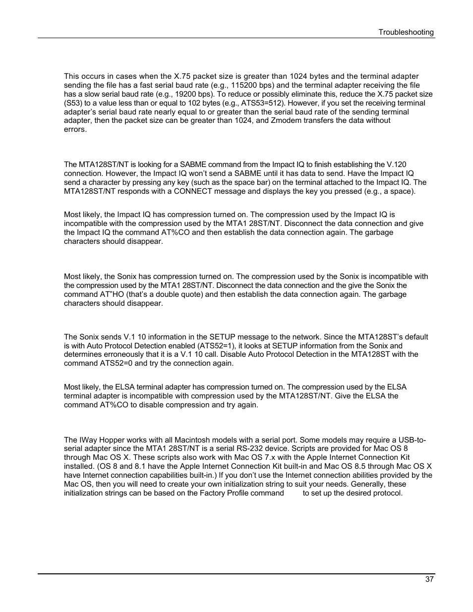 Multi Tech Equipment MTA128ST User Manual | Page 37 / 61