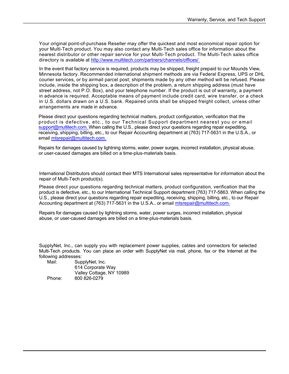 Replacement parts | Multi Tech Equipment MTA128ST User Manual | Page 42 / 61