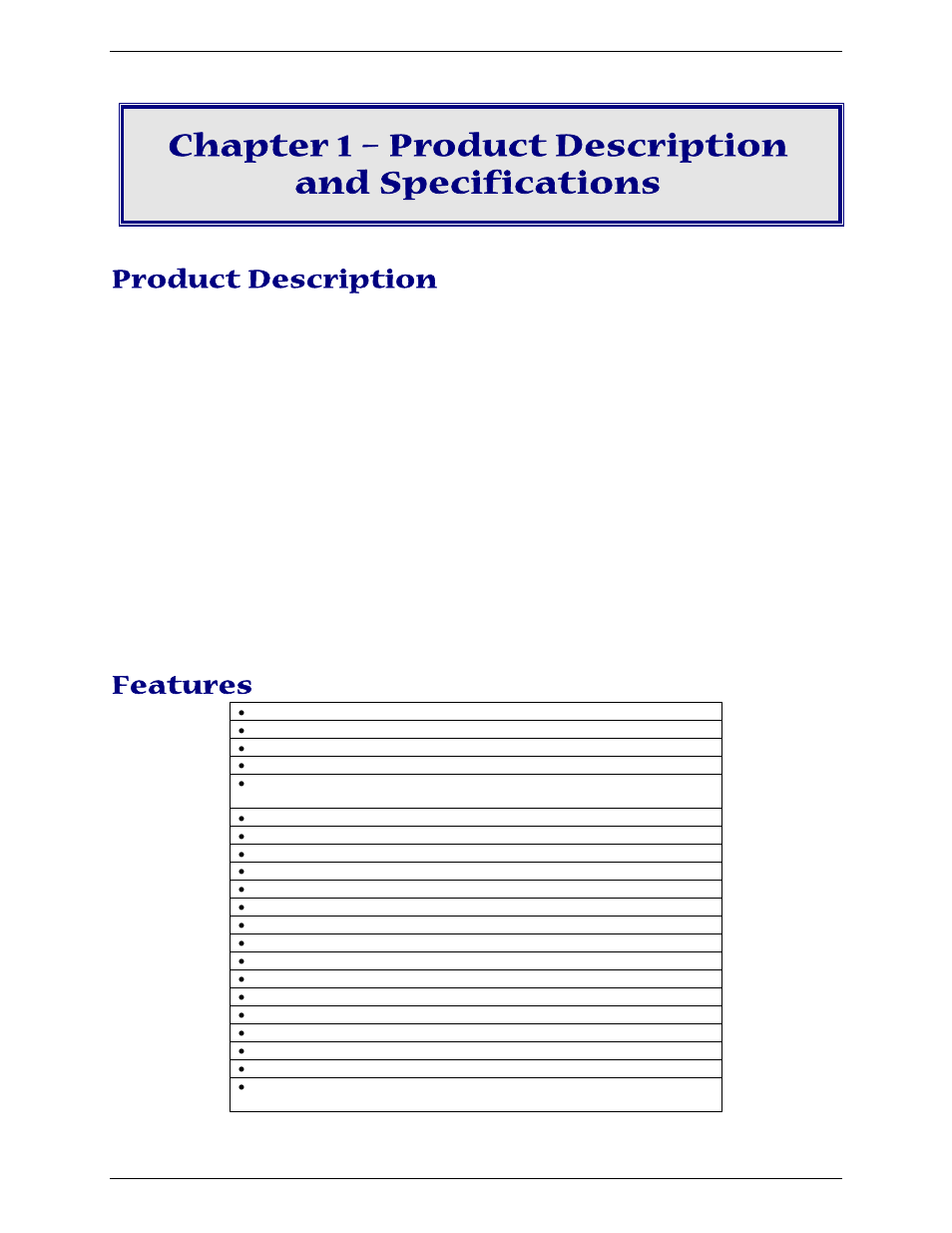Chapter 1 – product description and specifications, Product description, Features | Multi Tech Equipment GPRS USB User Manual | Page 4 / 35