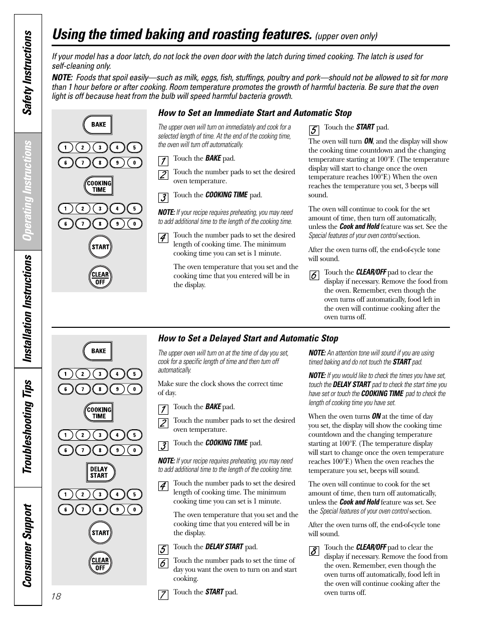 Timed baking and roasting, Using the timed baking and roasting features | Mabe Canada JGB918 User Manual | Page 18 / 64