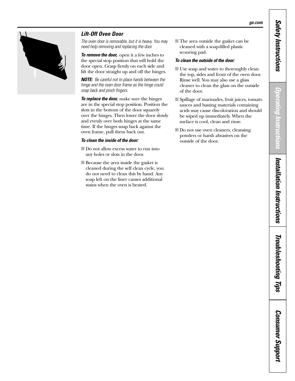 Broiler pan and grid, Door removal, Oven bottom | Mabe Canada JGB918 User Manual | Page 39 / 64