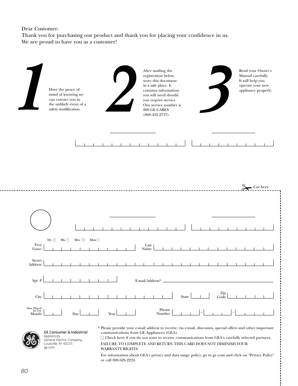 Consumer product ownership registration, Model number serial number | Mabe Canada JGB918 User Manual | Page 60 / 64