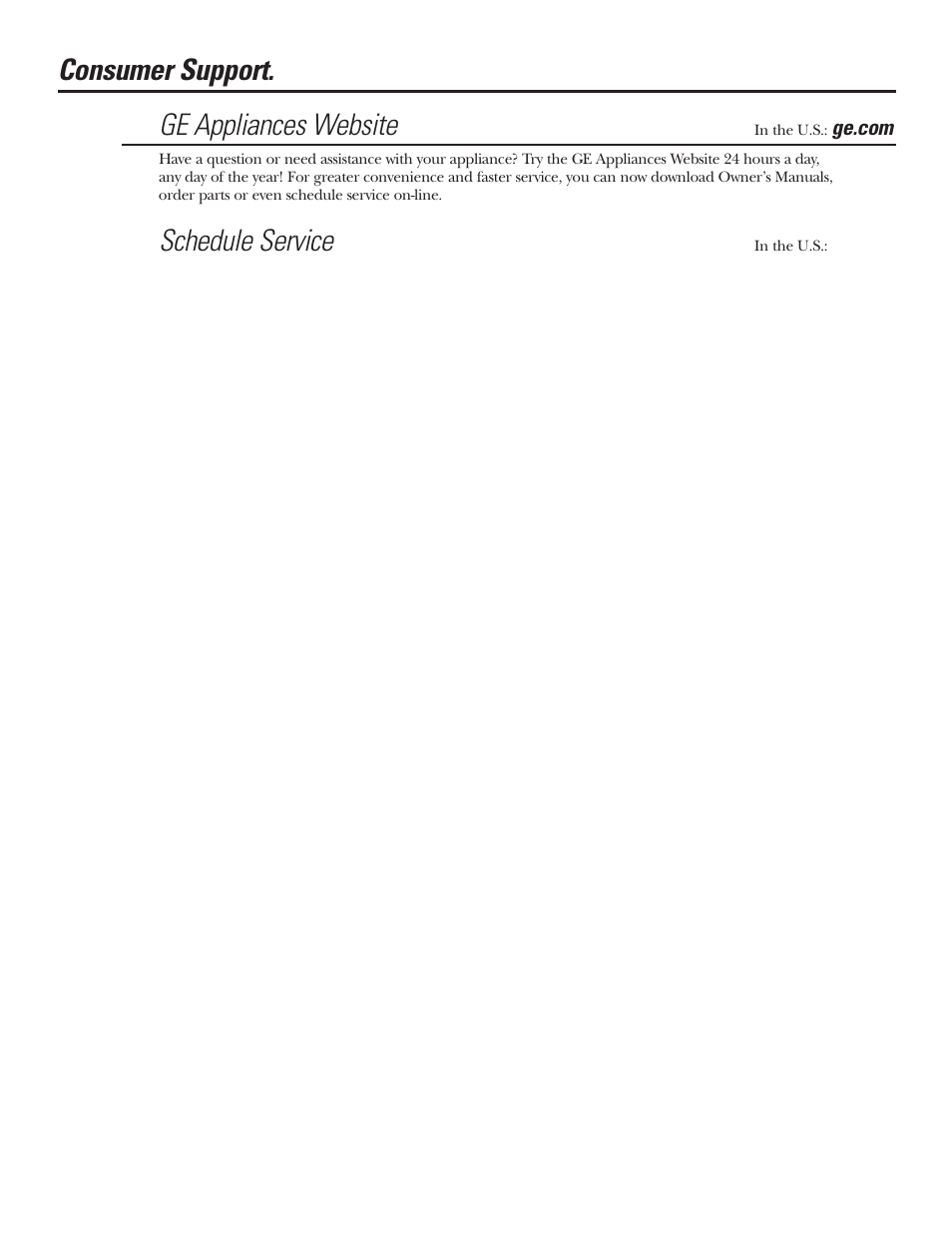 Consumer support, Consumer support . .back cover, Consumer support. ge appliances website | Schedule service | Mabe Canada JGB918 User Manual | Page 64 / 64