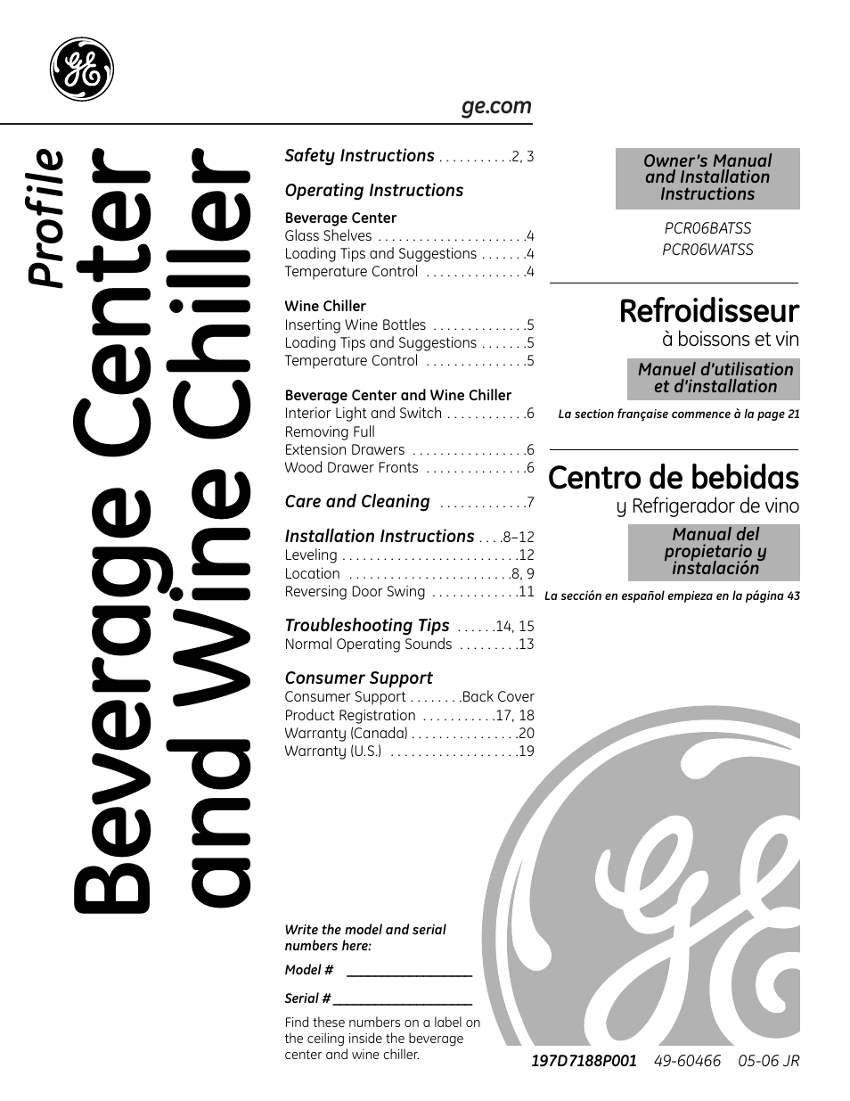 Mabe Canada PCR06WATSS User Manual | 64 pages