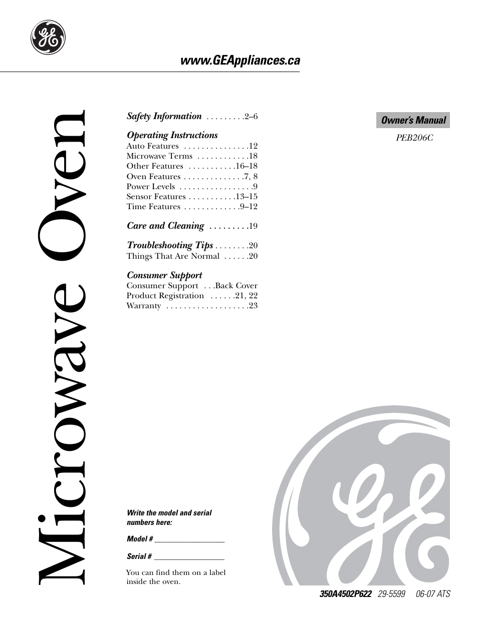 Mabe Canada PEB206C User Manual | 24 pages