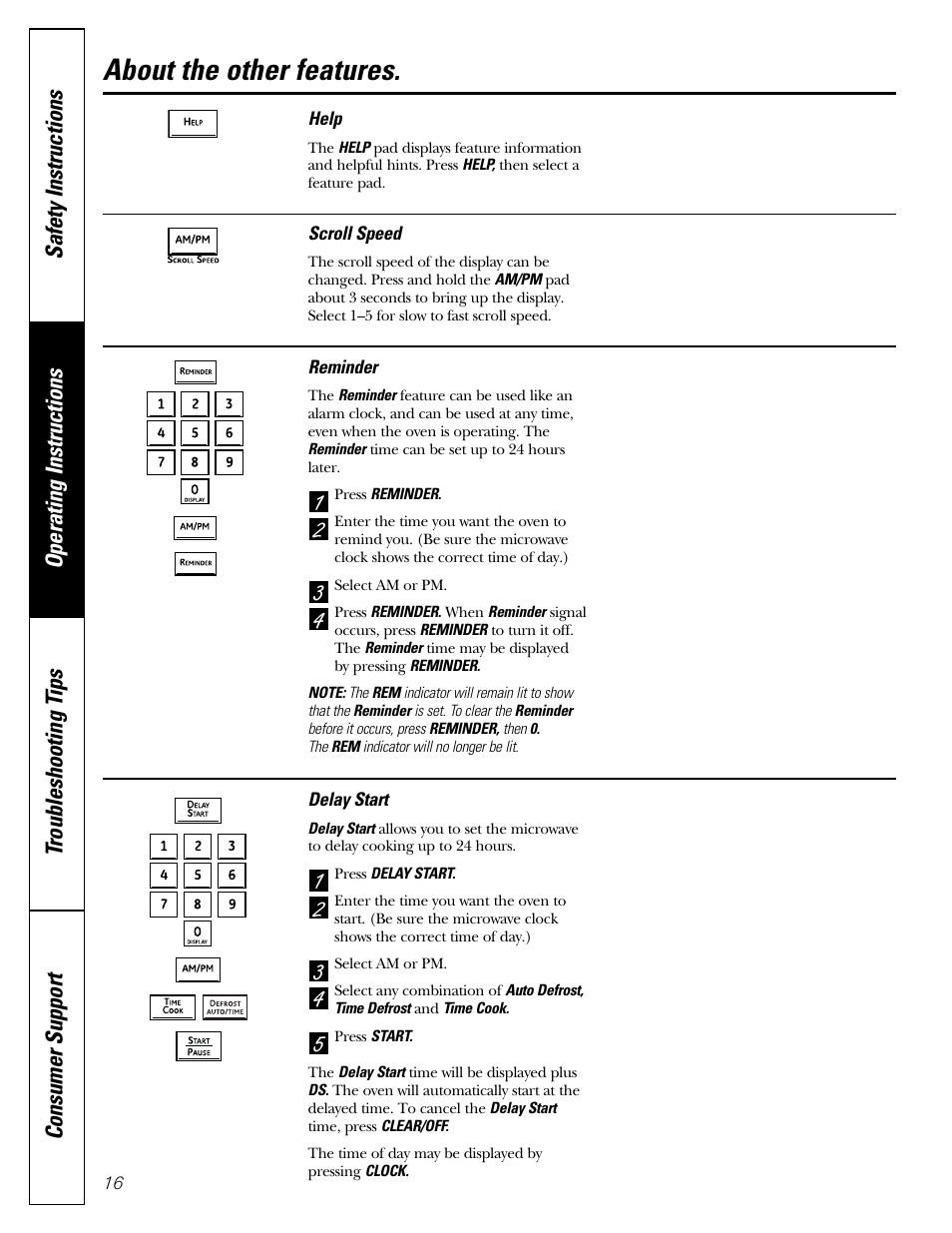 About the other features | Mabe Canada PEB206C User Manual | Page 16 / 24