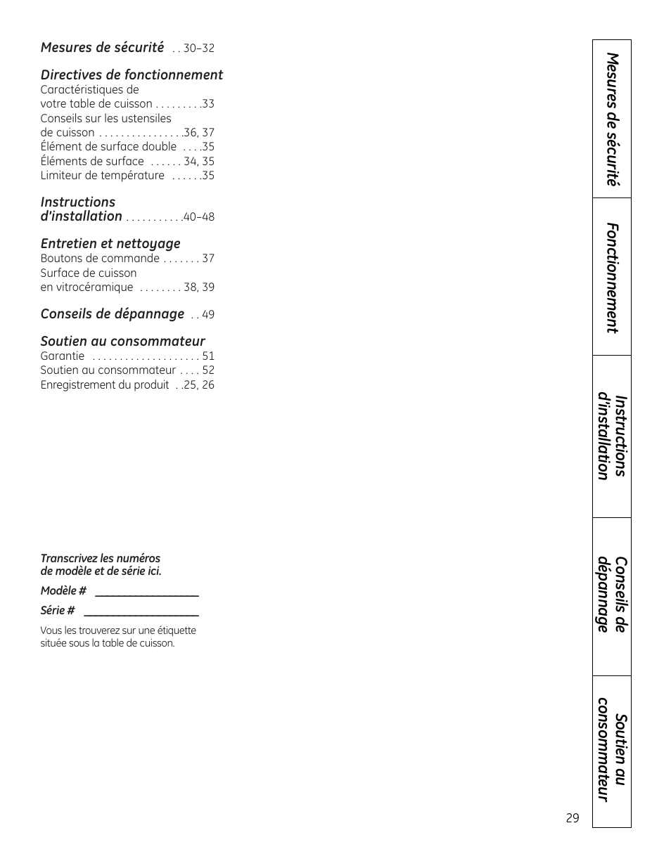 Français, Directives de fonctionnement, Entretien et nettoyage | Soutien au consommateur | Mabe Canada JP256 User Manual | Page 29 / 80