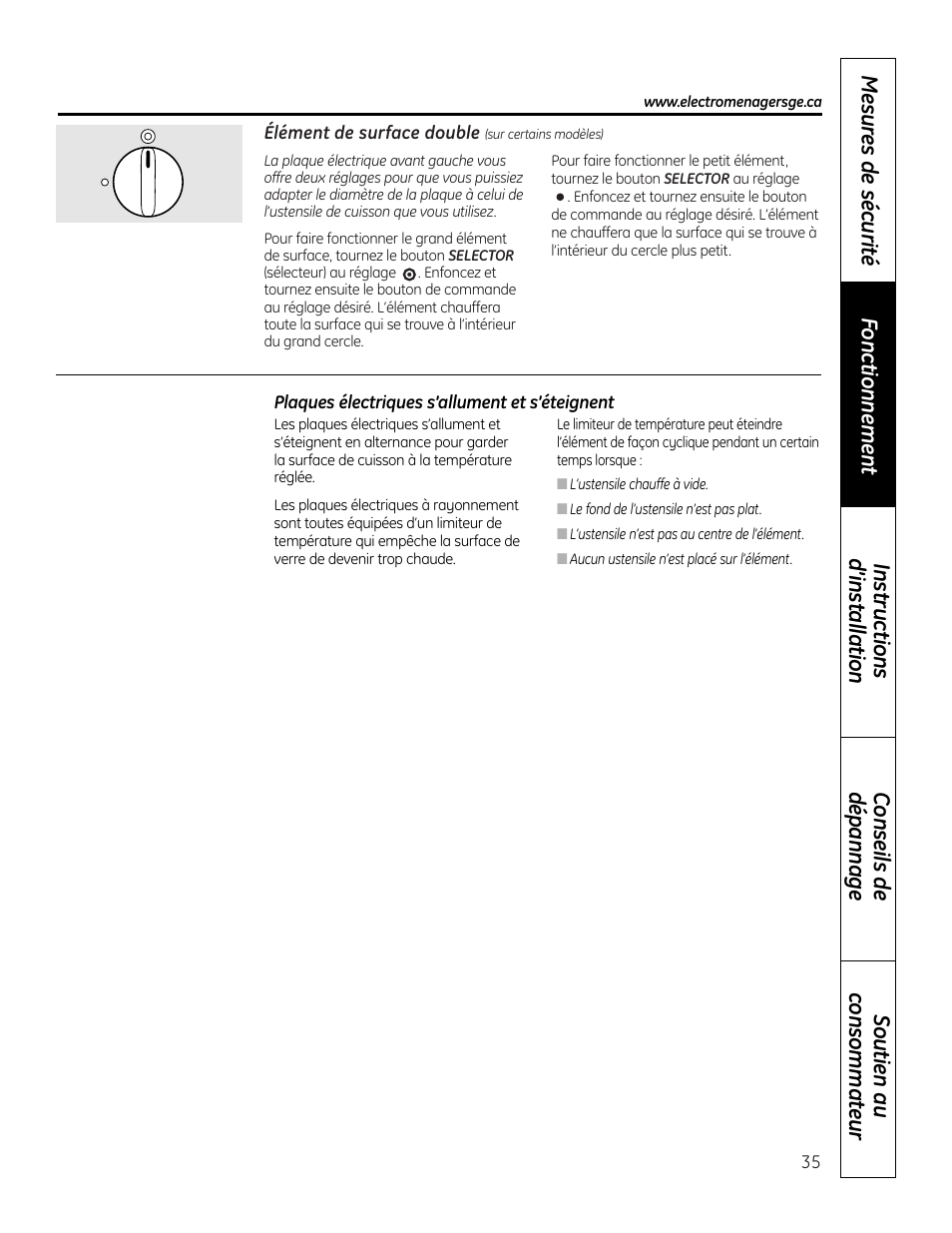 Élément de surface double, Limiteur de température | Mabe Canada JP256 User Manual | Page 35 / 80