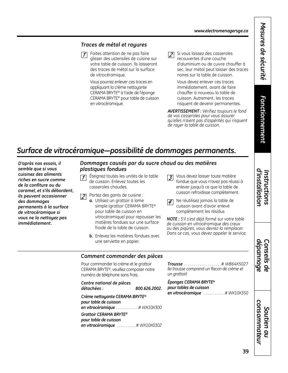 Mabe Canada JP256 User Manual | Page 39 / 80