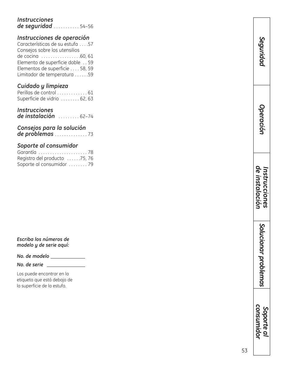Español, Instrucciones de operación, Cuidado y limpieza | Soporte al consumidor | Mabe Canada JP256 User Manual | Page 53 / 80