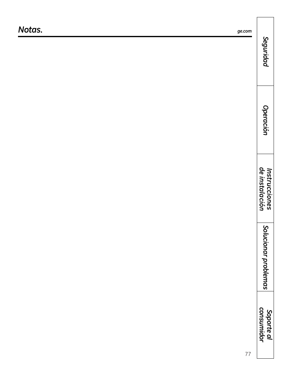 Notas | Mabe Canada JP256 User Manual | Page 77 / 80