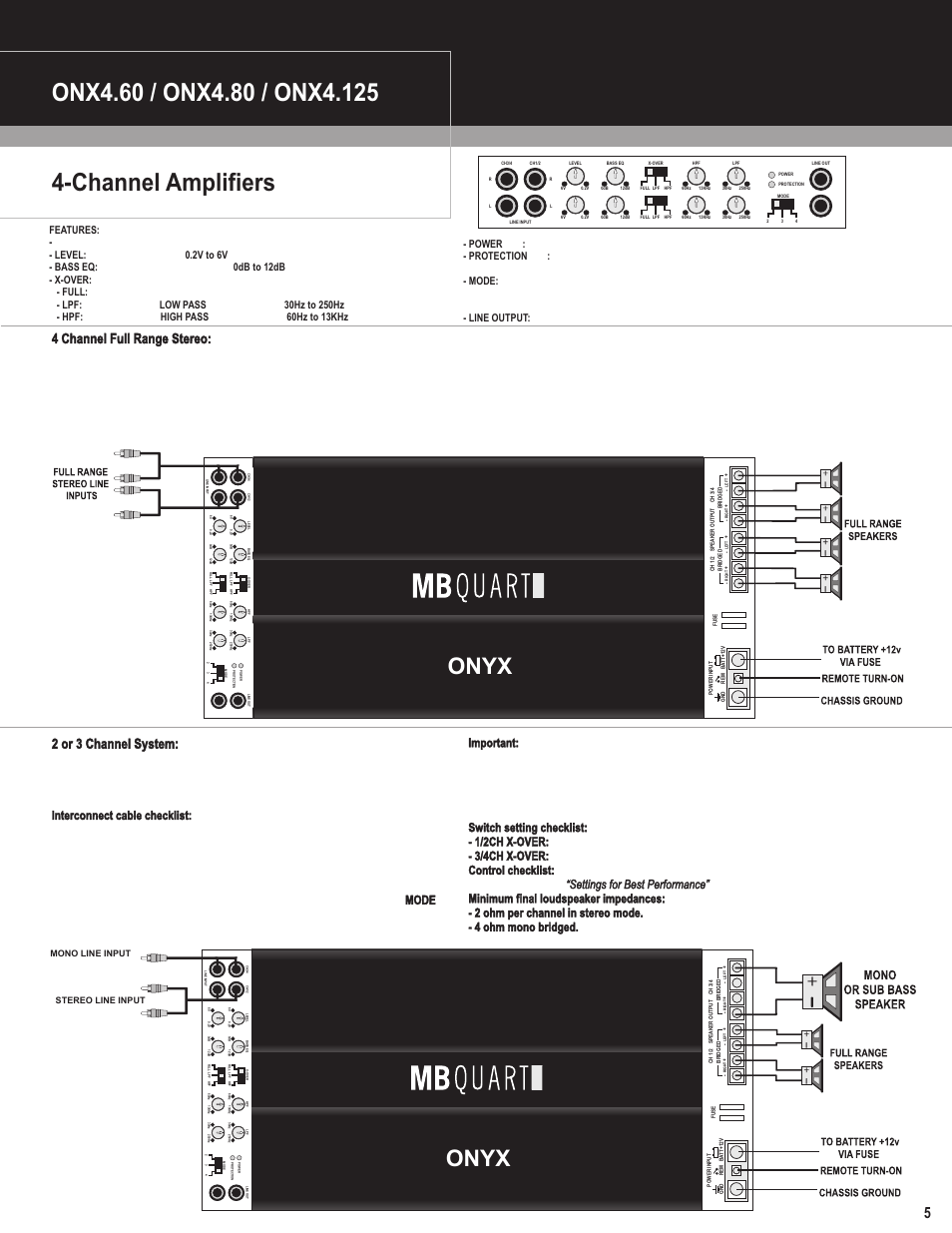 Onyx, 4 channel full range stereo, 2 or 3 channel system | MB QUART ONYX ONX4.80 User Manual | Page 6 / 11