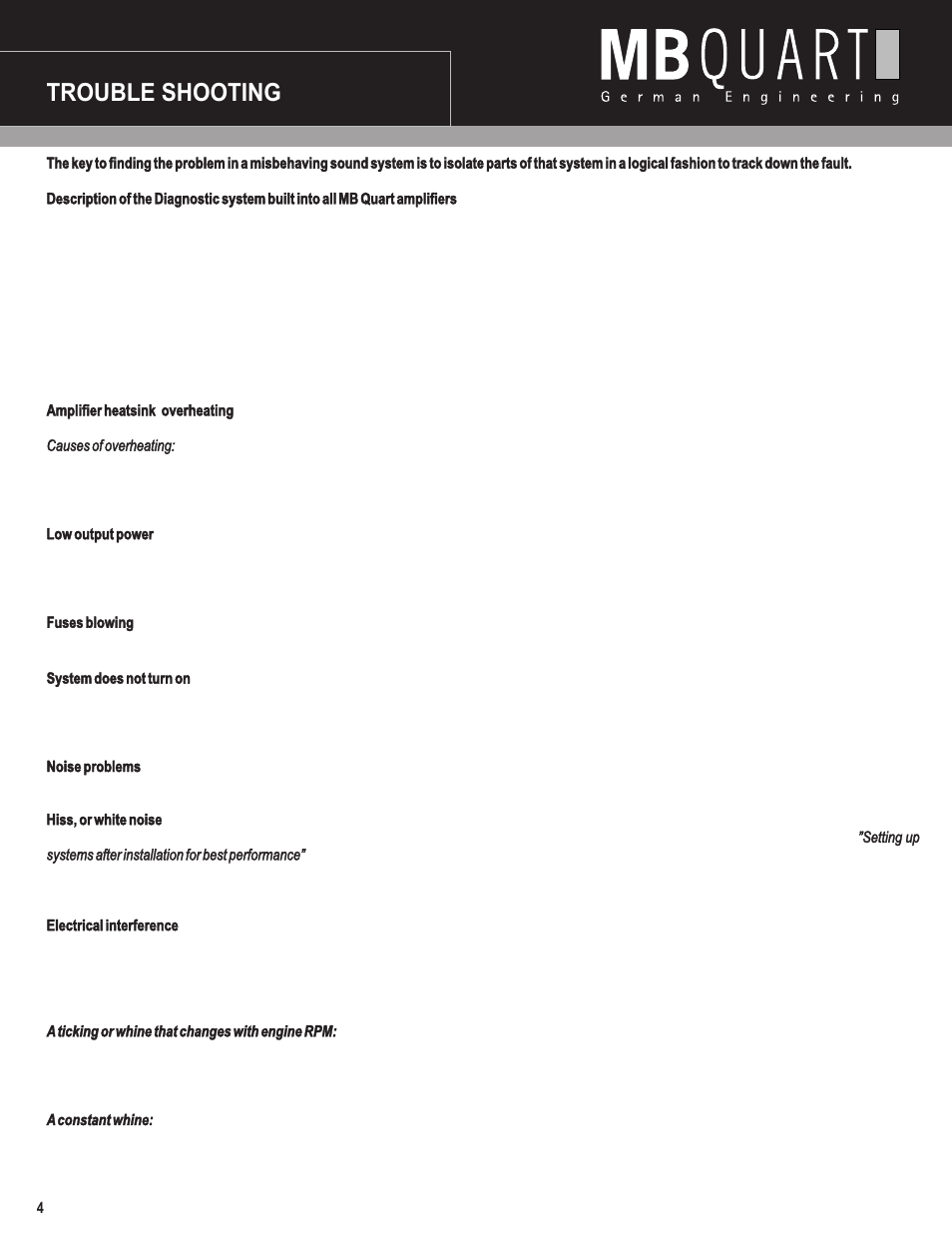 Trouble shooting | MB QUART ONX4.80/500 User Manual | Page 5 / 12