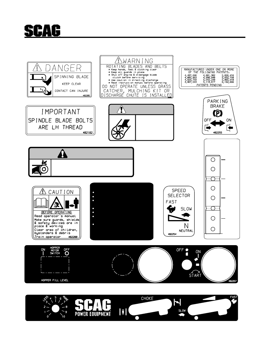 Replacement decals and information plates, Danger, Warning | Cutting height | MB QUART SCR User Manual | Page 72 / 77