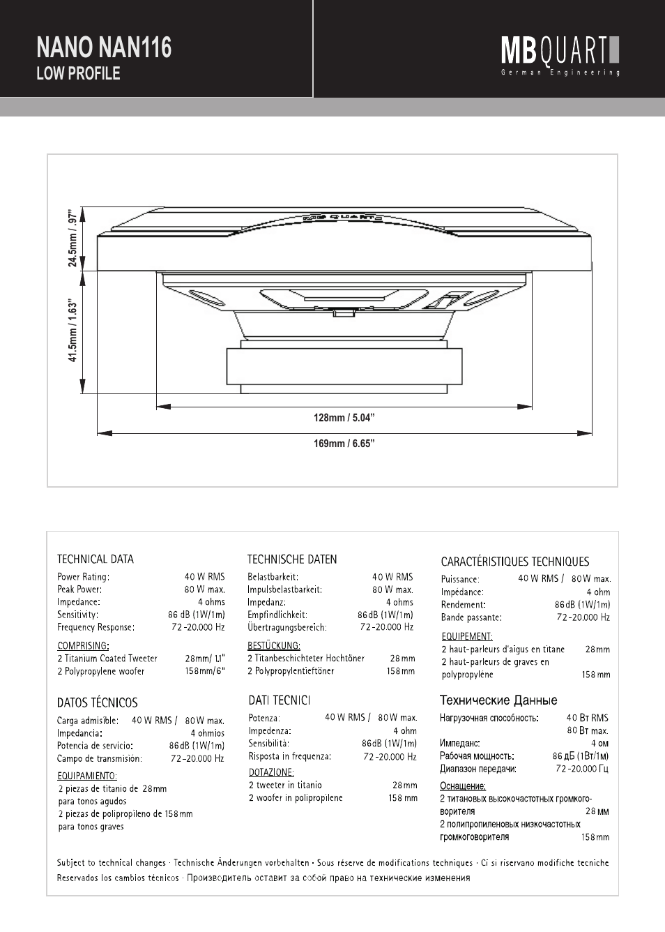 Nano nan116, Low profile | MB QUART Nano NAN116 User Manual | Page 3 / 7