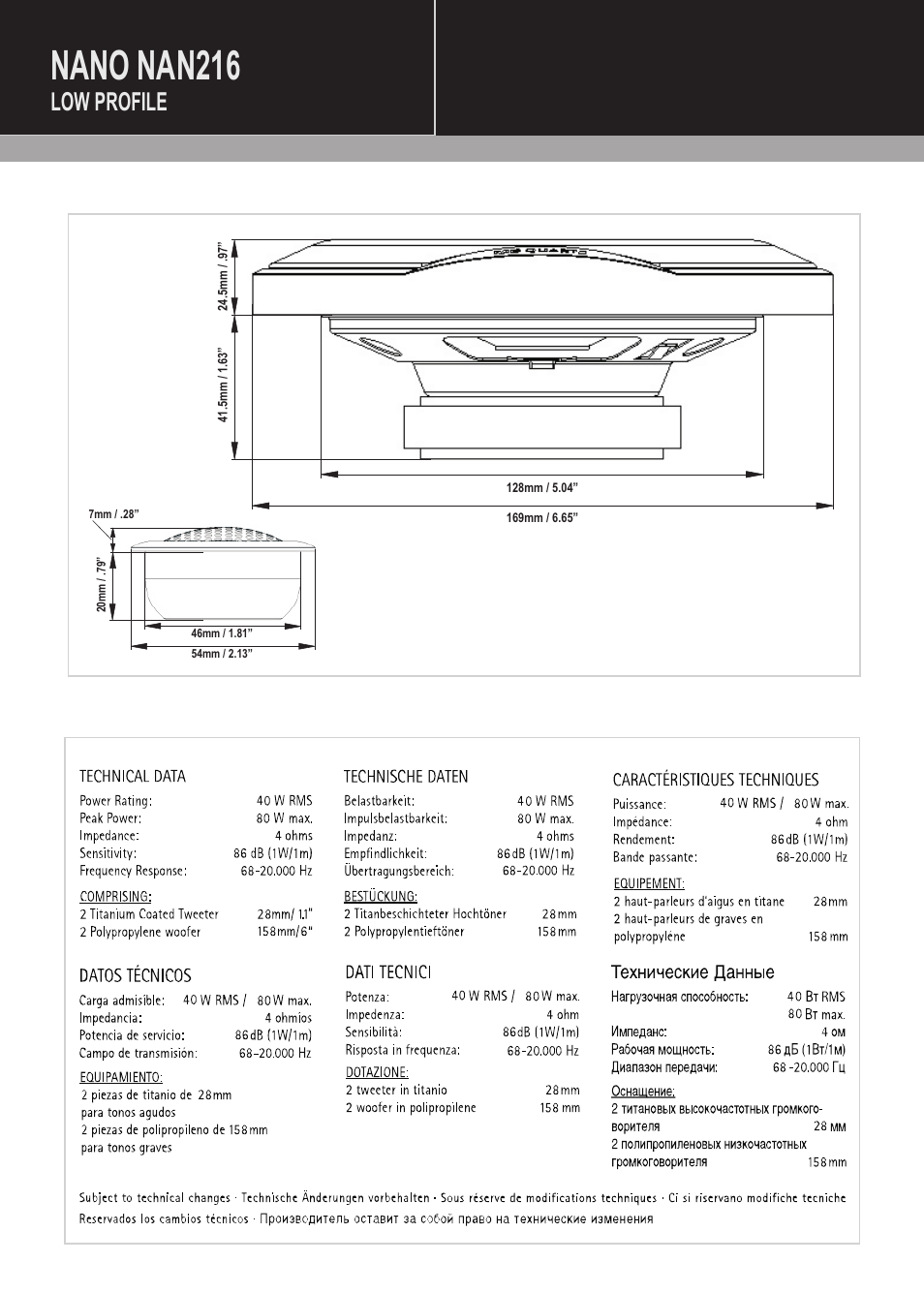 Nano nan216, Low profile | MB QUART Nano NAN116 User Manual | Page 4 / 7