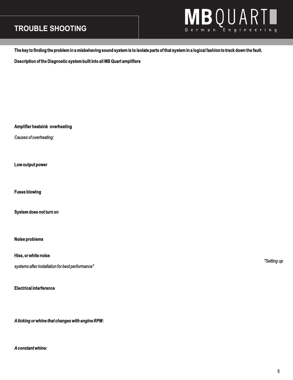 Trouble shooting | MB QUART NAU260 User Manual | Page 5 / 10