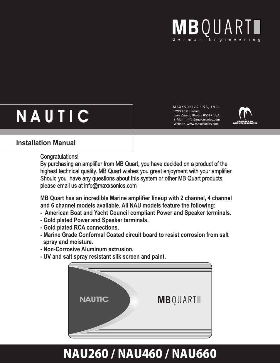 MB QUART Nautic Amplifier NAU460 User Manual | 10 pages