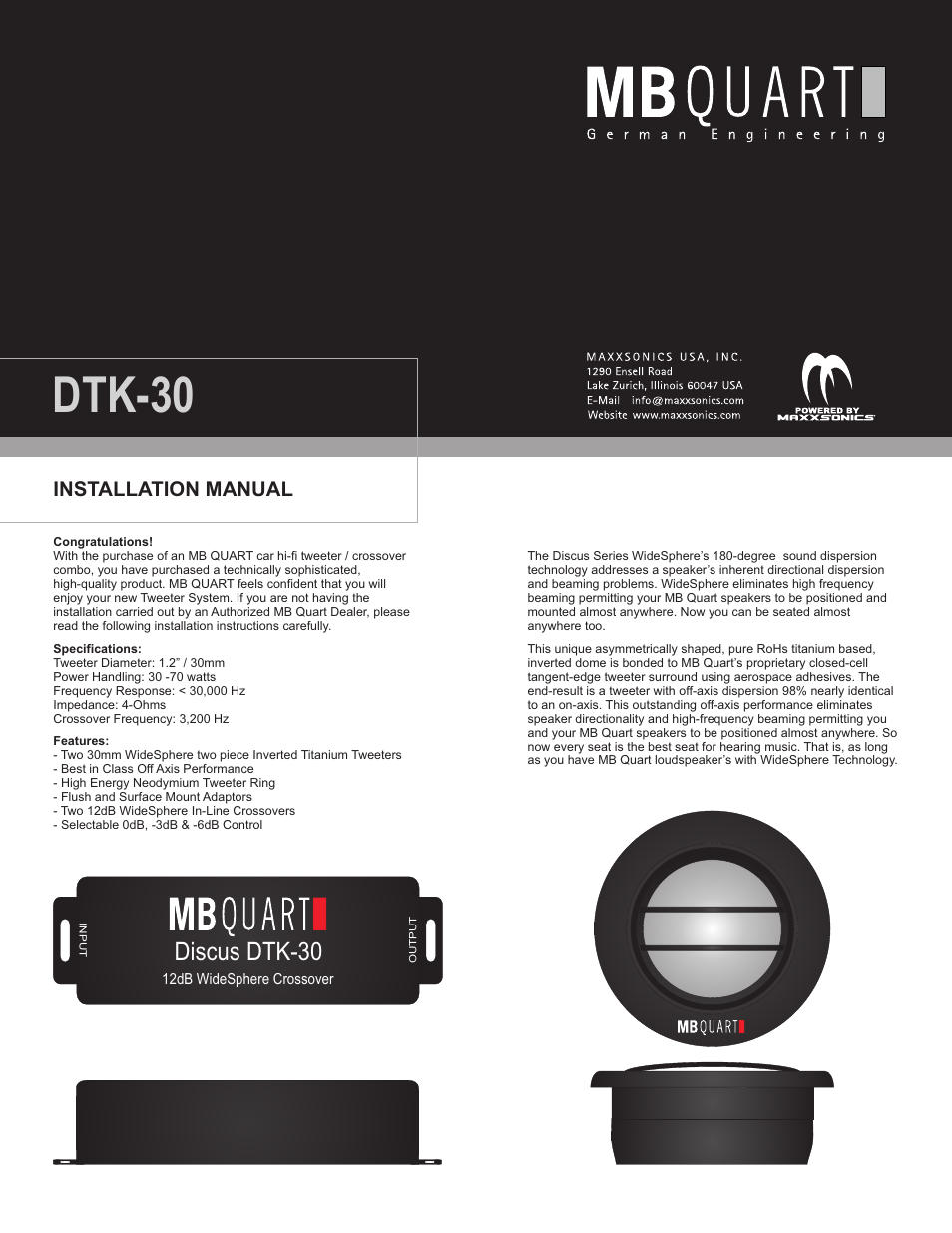 MB QUART DTK-30 User Manual | 4 pages