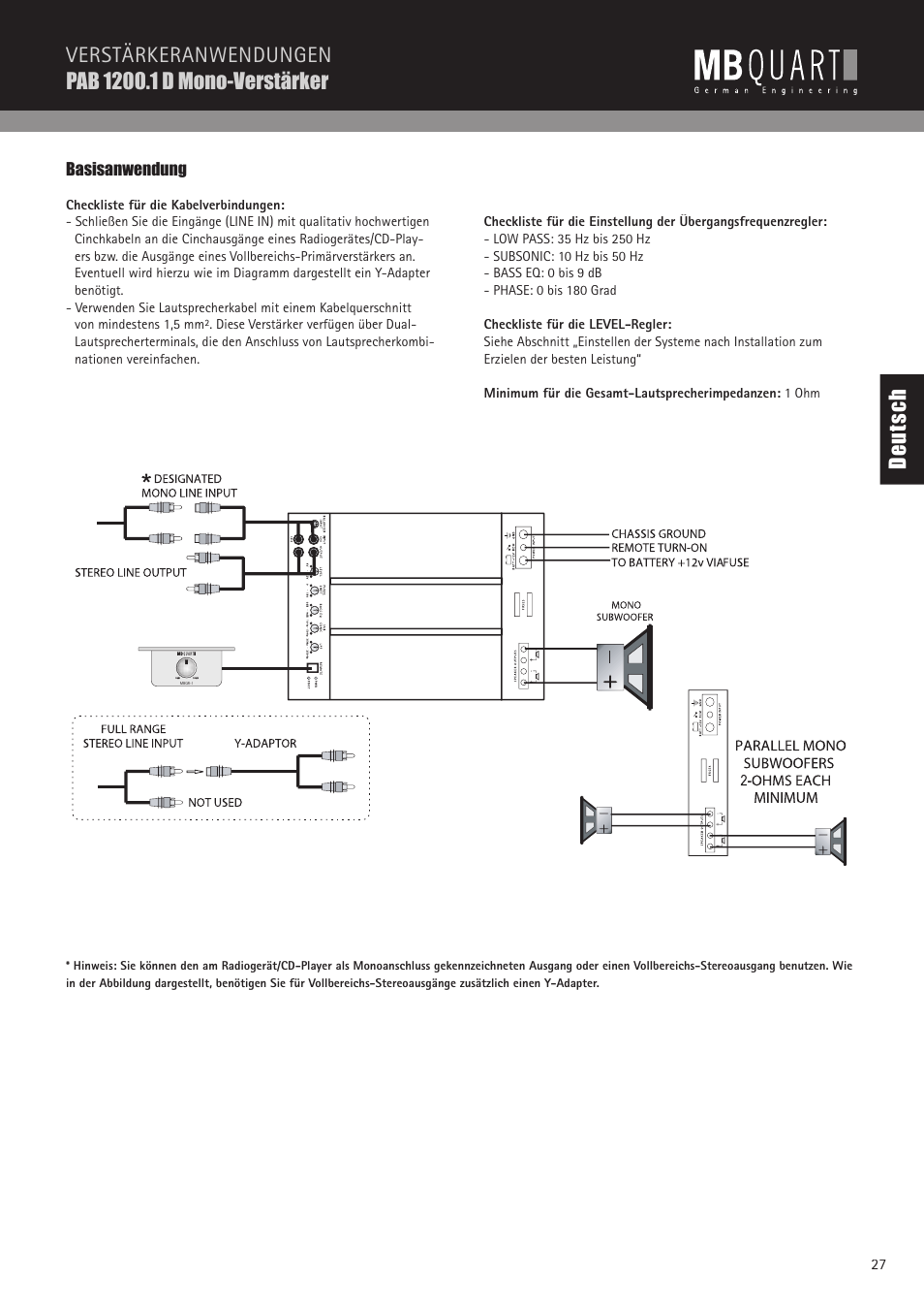 De ut sc h | MB QUART PAB 1200.1 D User Manual | Page 27 / 88