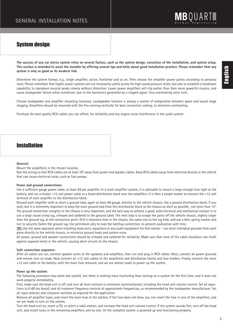 MB QUART PAB 1200.1 D User Manual | Page 3 / 88