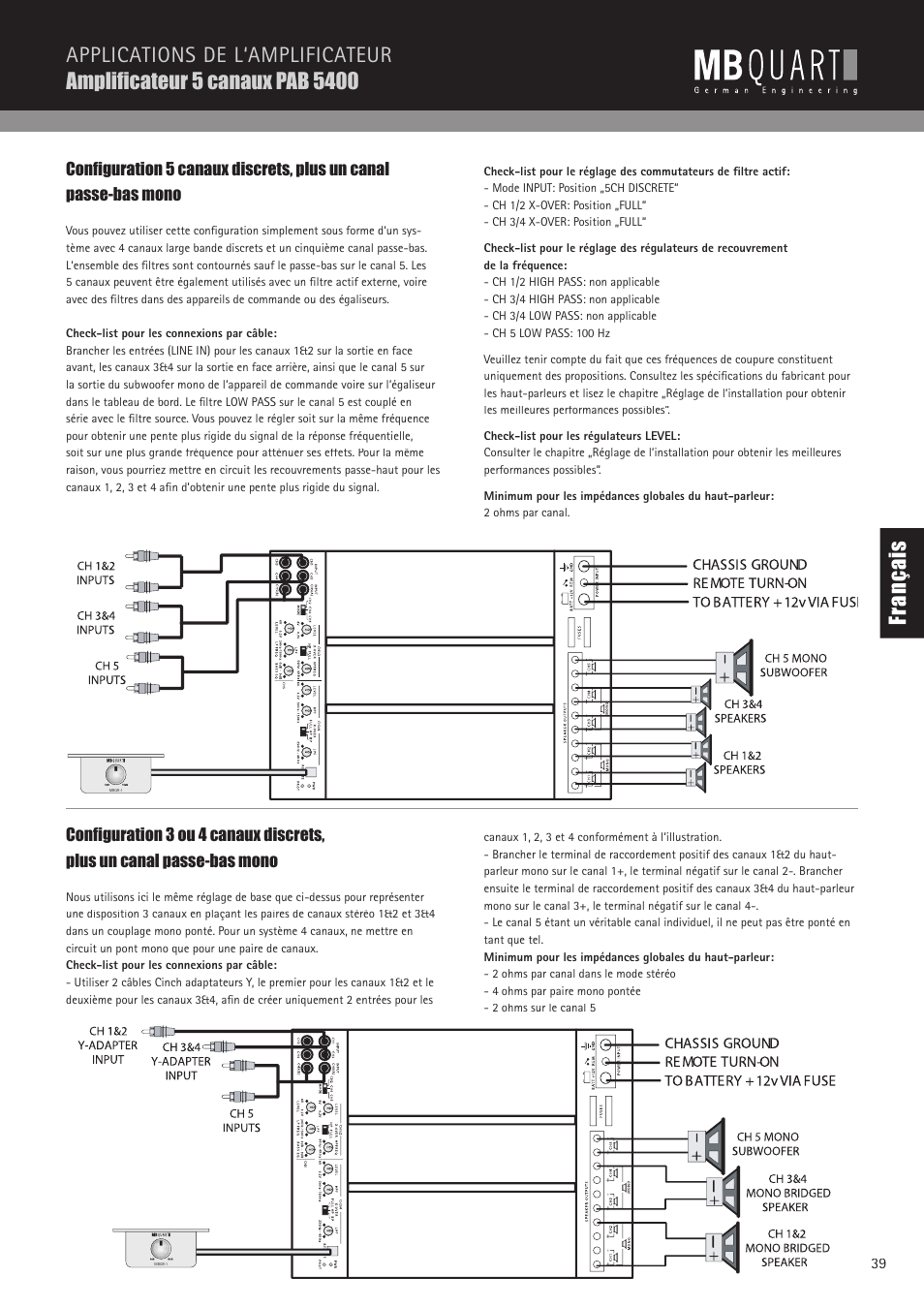 Fr an ça is | MB QUART PAB 1200.1 D User Manual | Page 39 / 88