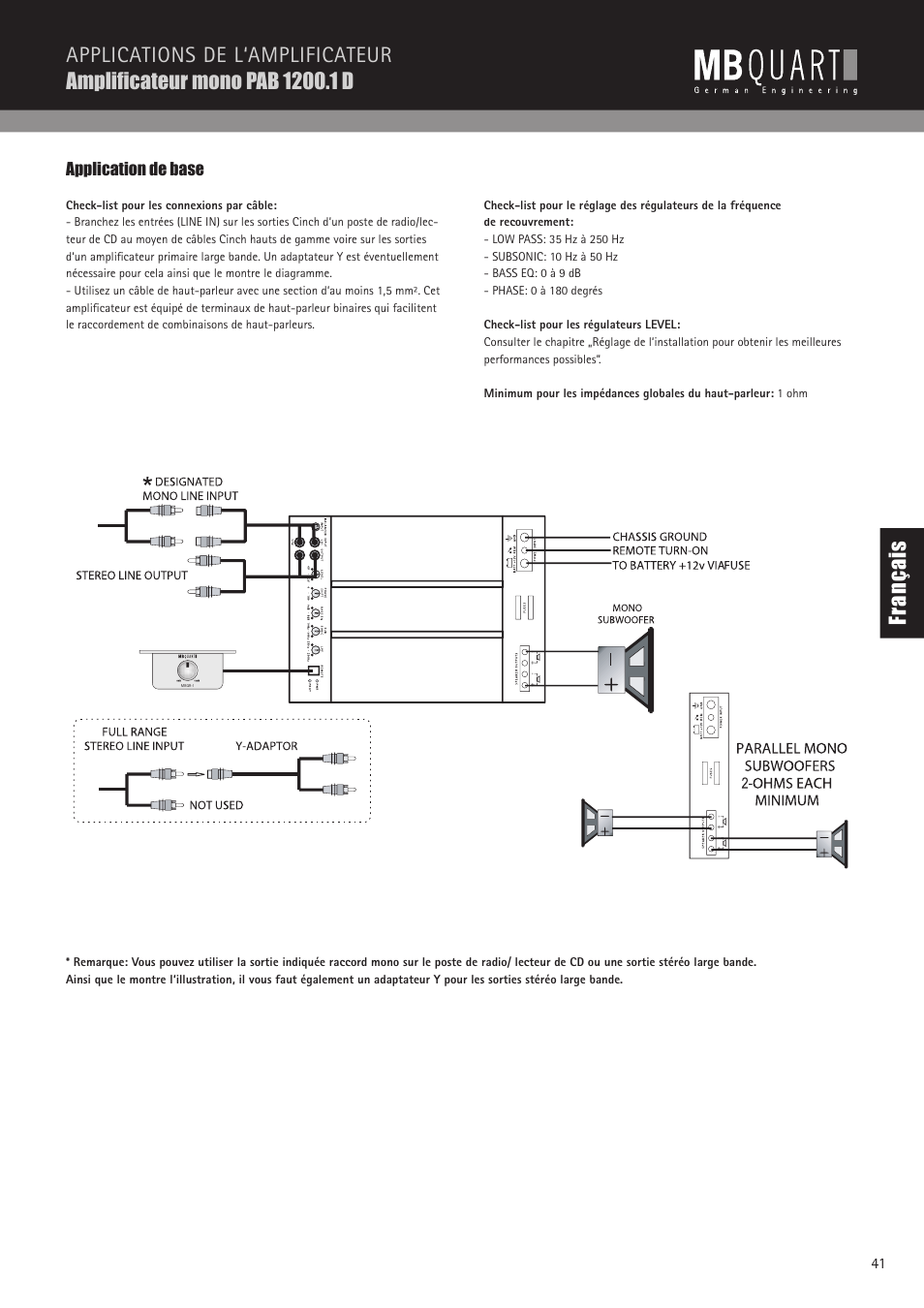 Fr an ça is | MB QUART PAB 1200.1 D User Manual | Page 41 / 88