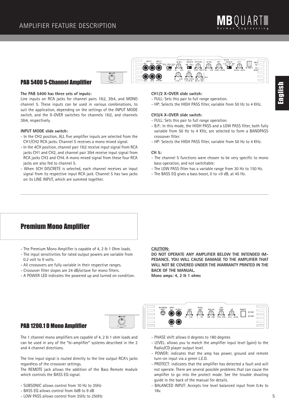 MB QUART PAB 1200.1 D User Manual | Page 5 / 88