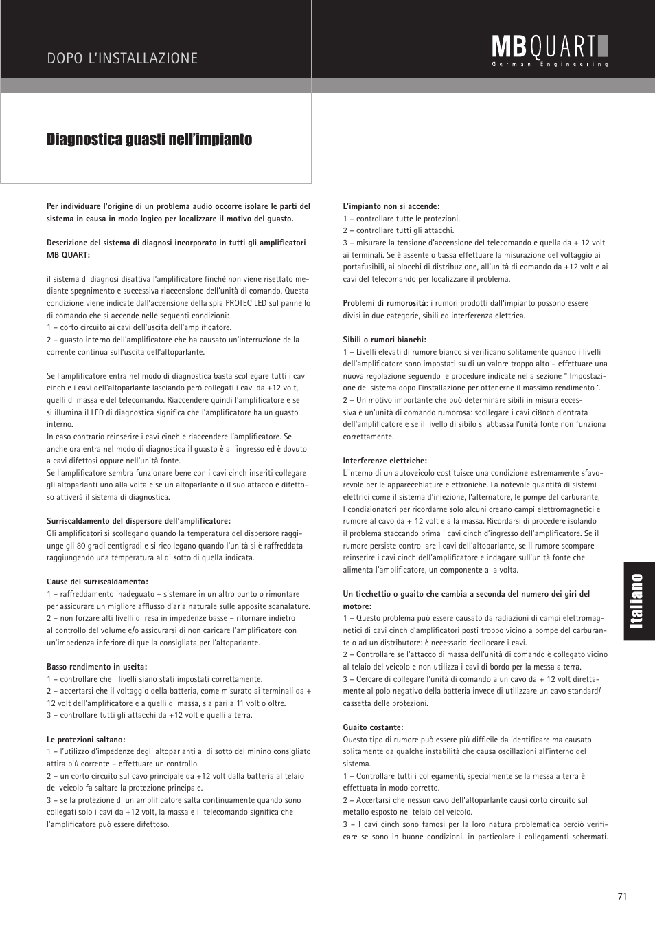 It al ia no | MB QUART PAB 1200.1 D User Manual | Page 71 / 88