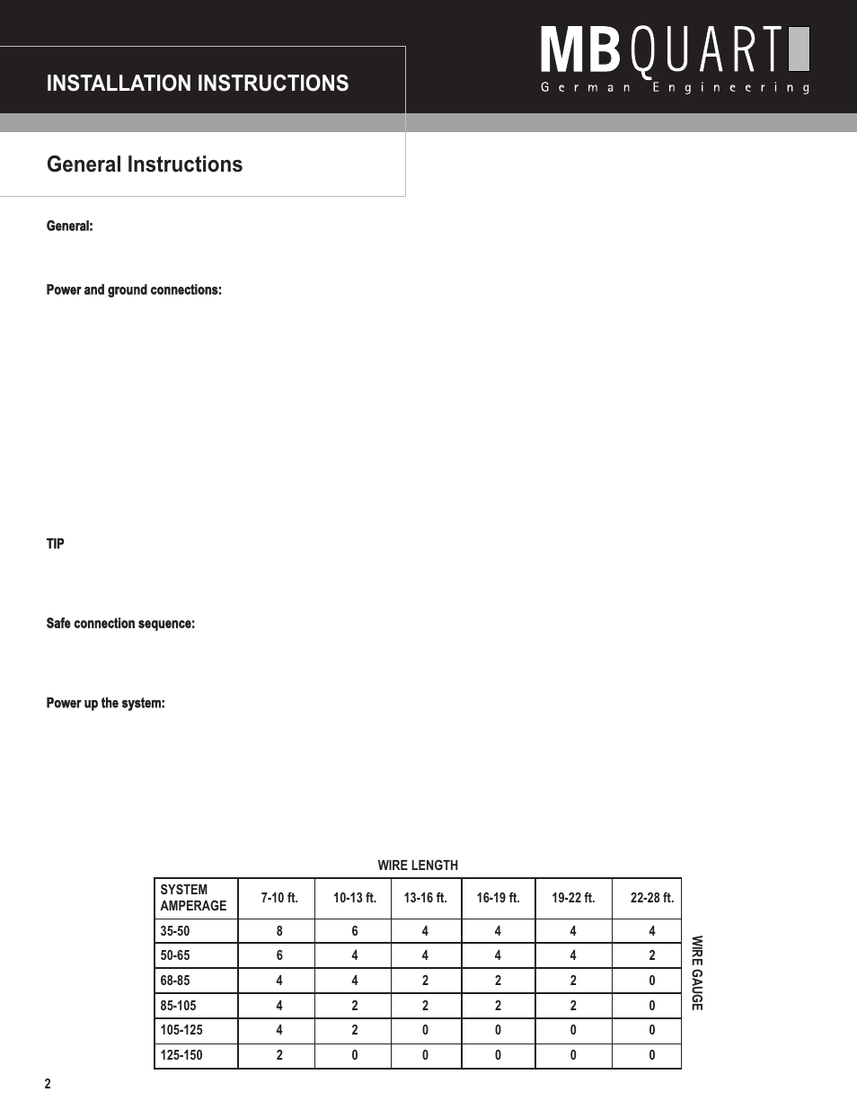 General instructions installation instructions | MB QUART FX1.1000 User Manual | Page 3 / 11