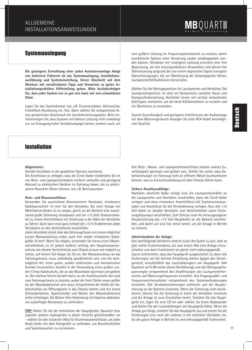 MB QUART RAB 1450 User Manual | Page 11 / 56