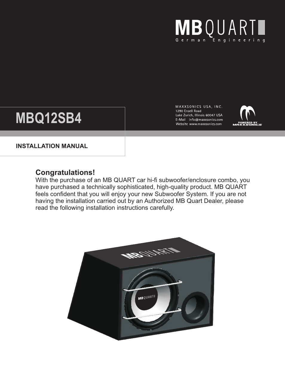 MB QUART MBQ12SB4 User Manual | 4 pages