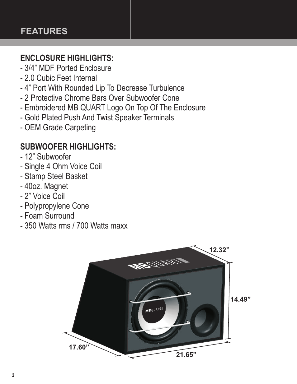 MB QUART MBQ12SB4 User Manual | Page 2 / 4