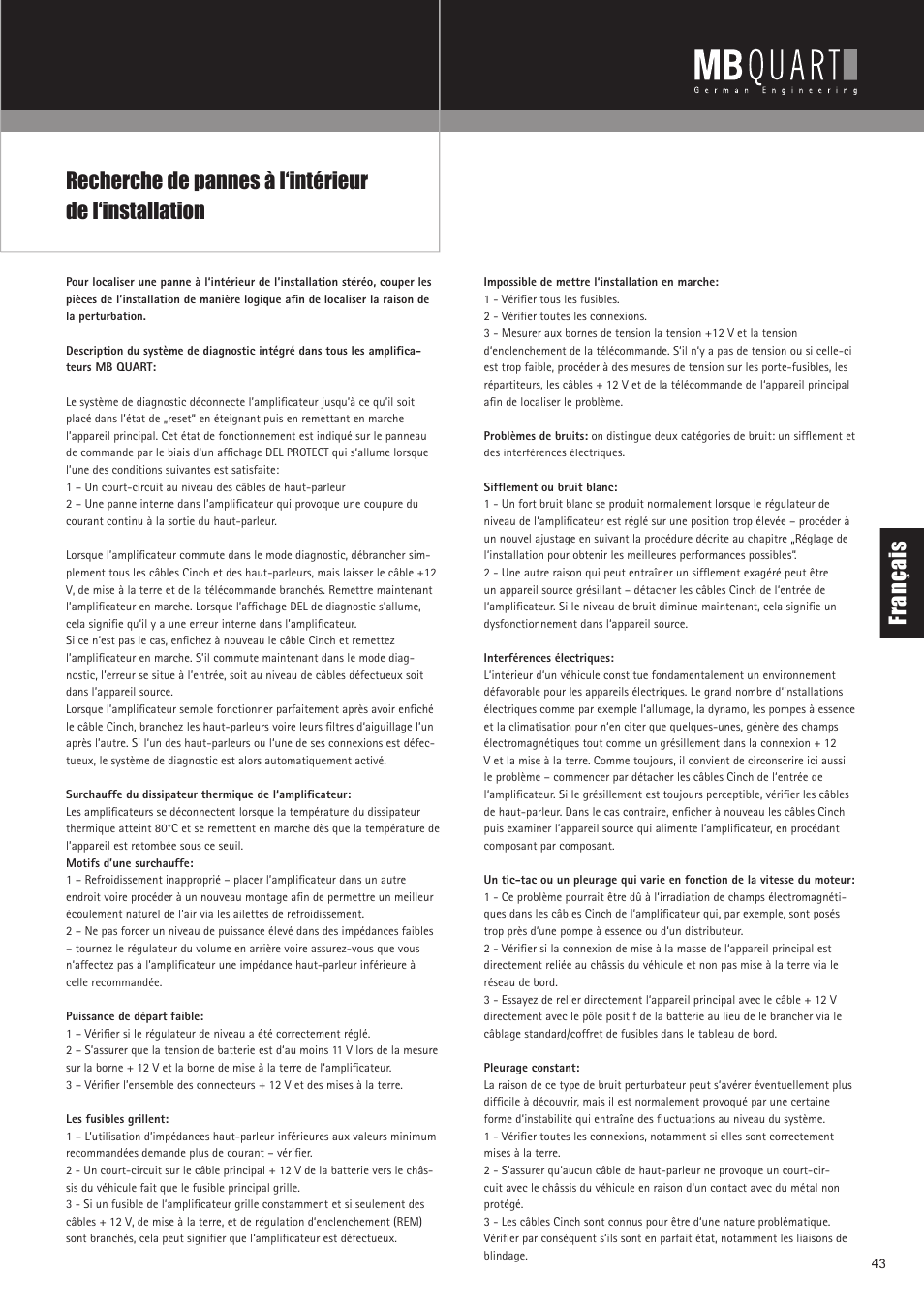 Fr an ça is | MB QUART PAB 2100c User Manual | Page 43 / 88