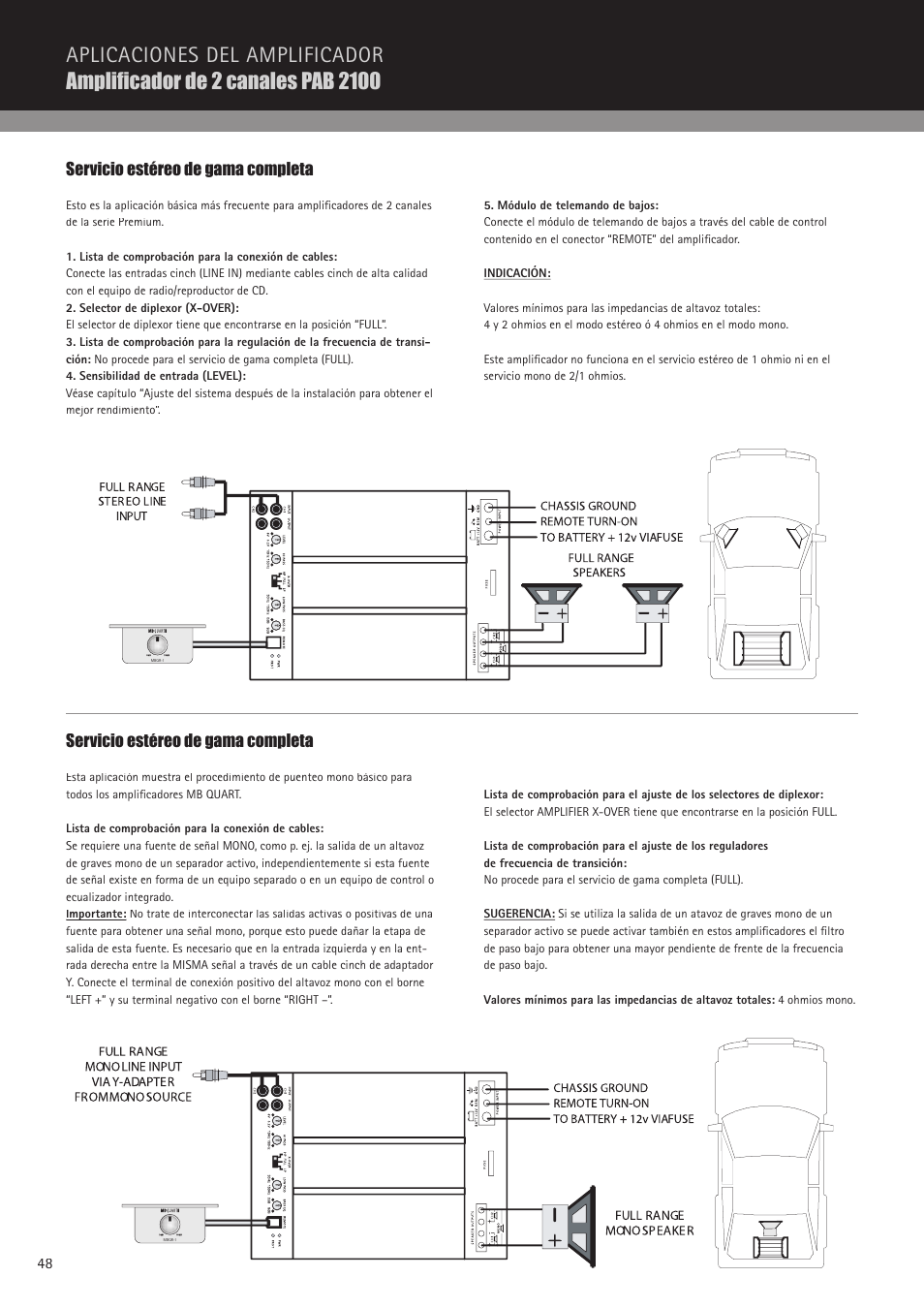 Servicio estéreo de gama completa | MB QUART PAB 2100c User Manual | Page 48 / 88