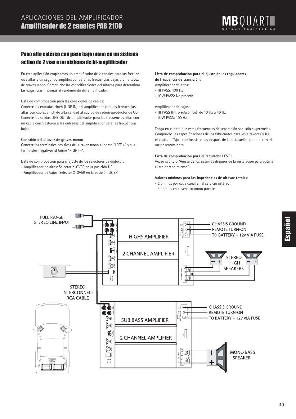 Es pa ño l | MB QUART PAB 2100c User Manual | Page 49 / 88