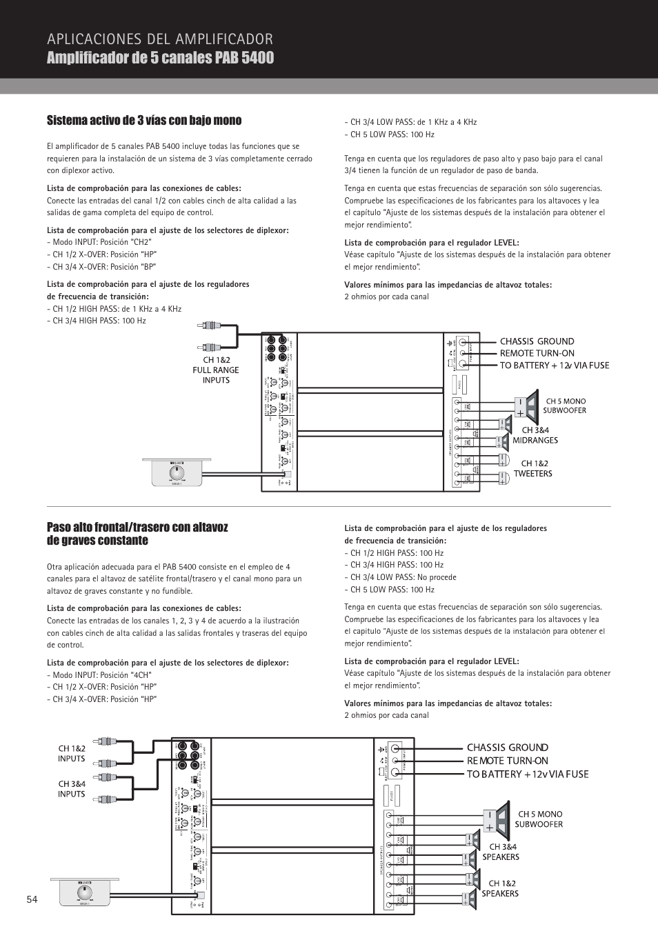 Sistema activo de 3 vías con bajo mono | MB QUART PAB 2100c User Manual | Page 54 / 88
