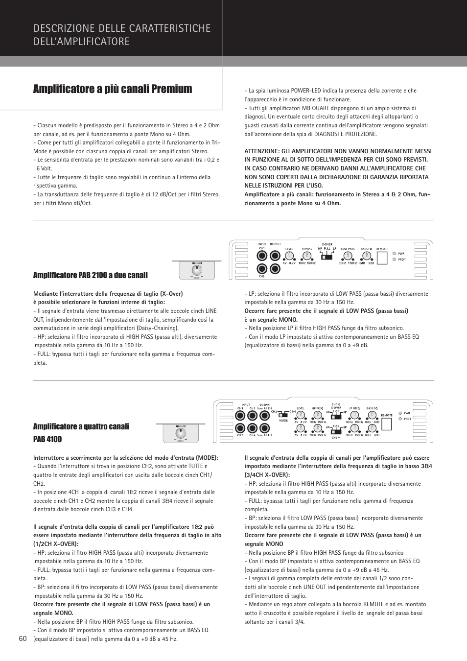 Amplificatore a più canali premium | MB QUART PAB 2100c User Manual | Page 60 / 88