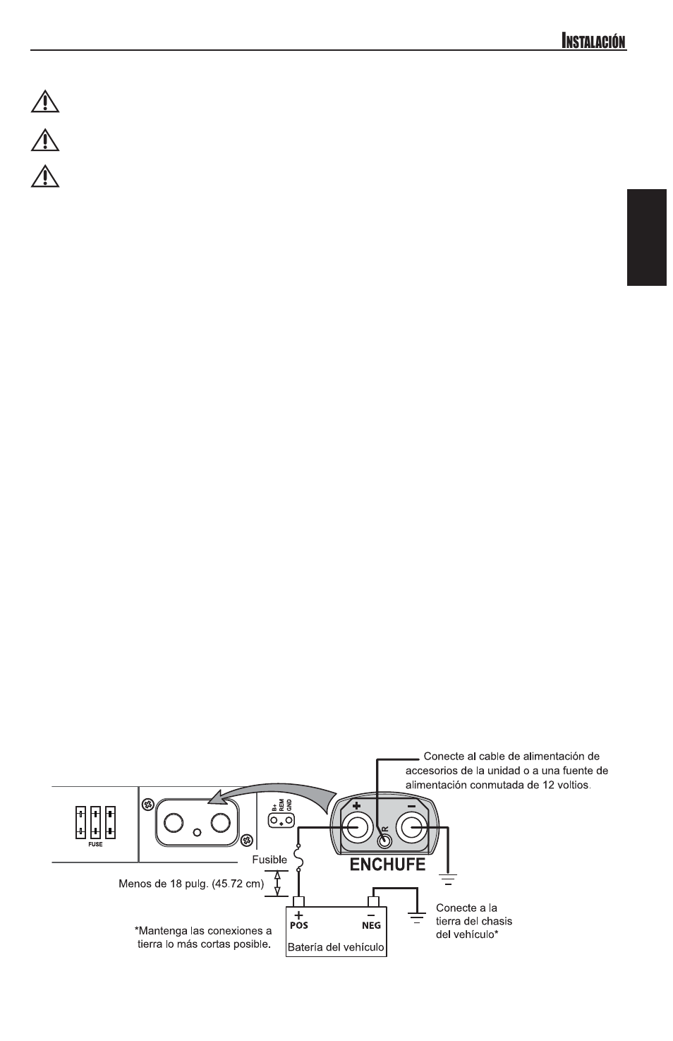 Español, Cableado del sistema, Conexión de alimentación | MB QUART REFERENCE SERIES 4-CHANNEL AMPLIFIER RAA4200 User Manual | Page 31 / 76