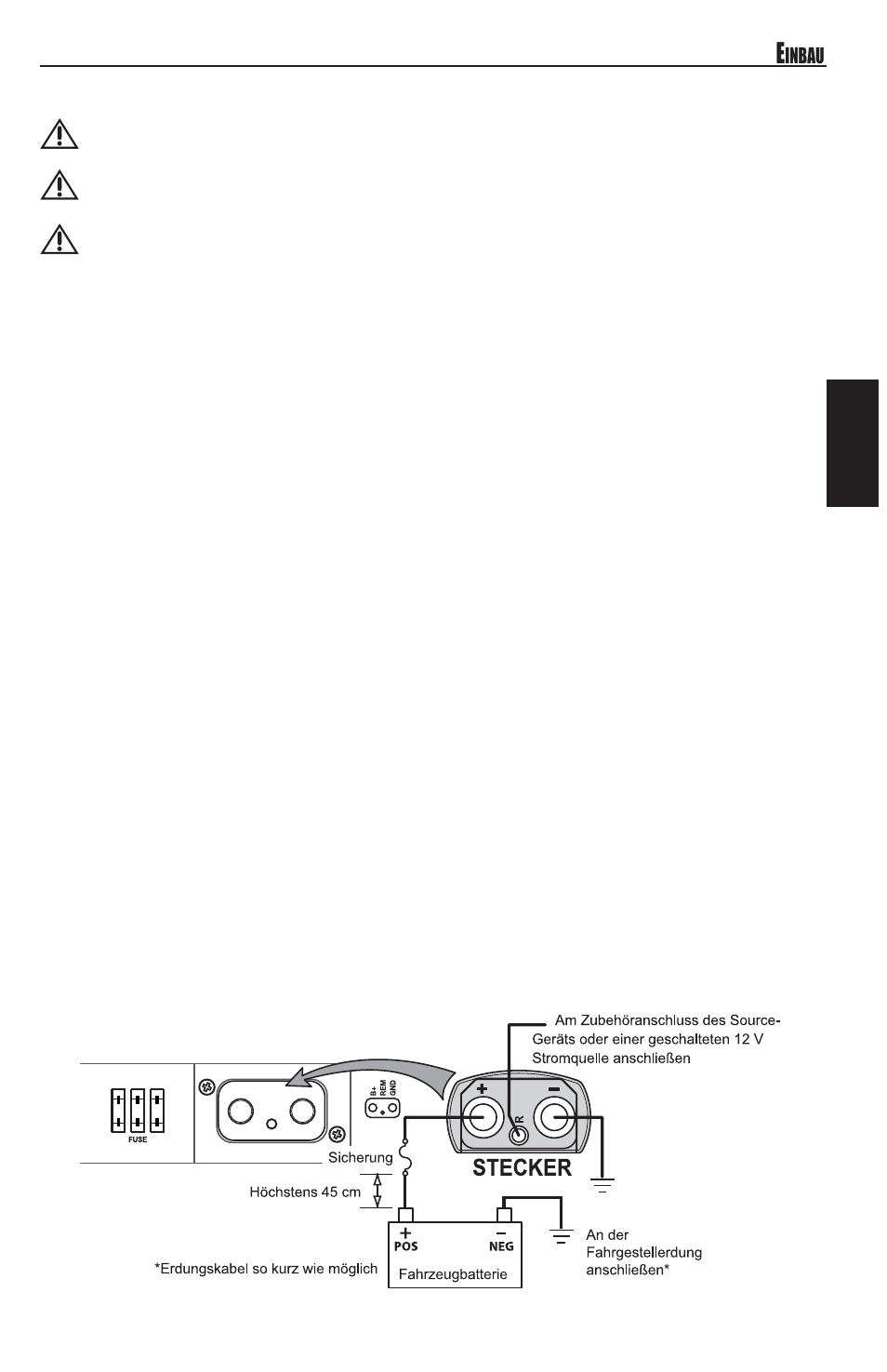 Deutsch, Verkabelung des systems, Strom- anschluss | MB QUART REFERENCE SERIES 4-CHANNEL AMPLIFIER RAA4200 User Manual | Page 43 / 76